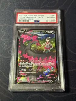 Pokemon Card PSA 10 Galarian MOLTRES V Full Art 242 CSR VMAX Climax S8b Japan - Image 1
