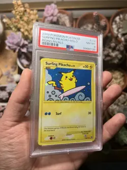 Rising Rivals Surfing Pikachu Holo 2009 Pokemon Platinum #114/111 PSA 8 Swirl - Image 3