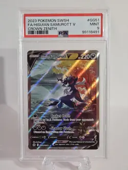 2023 POKEMON SWORD & SHIELD CROWN ZENITH #GG51 FULL ART/HISUIAN SAMUROTT V PSA 9 - Image 1