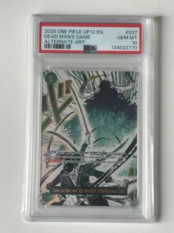 2025 ONE PIECE OP12-037 LEGACY OF THE MASTER DEAD MAN'S GAME ALT ART PSA 10 - Image 1