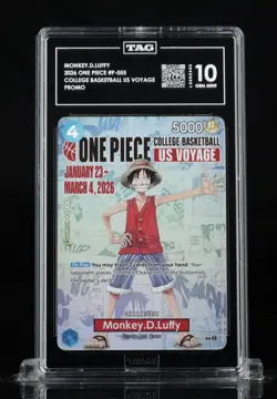 2026 ONE PIECE PROMOS COLLEGE BASKETBALL: US VOYAGE MONKEY D. LUFFY TAG 10 POP 1 - Image 1