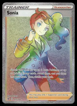 Pokemon Cards Sonia 203/192 Rebel Clash Rare Rainbow NM - Image 1