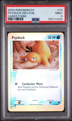 2003 POKEMON EX SANDSTORM #73 PSYDUCK-REVERSE FOIL PSA 9 - Image 1