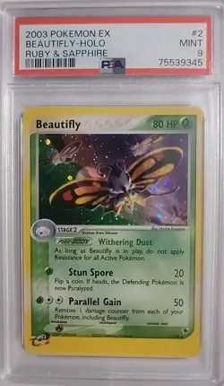 PSA 9 Beautifly 3/109 2003 Pokemon EX Ruby Sapphire Mint Holo Rare - Image 1