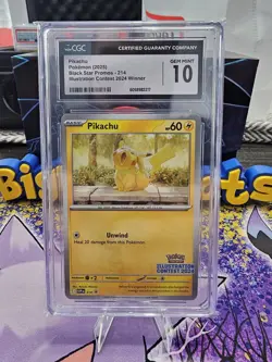 CGC Gem Mint 10 - Pikachu Black Star Promo 214 Illustration Contest 2024 Pokemon - Image 1