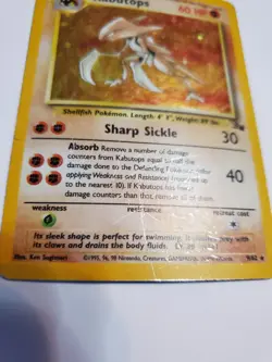Kabutops 9/62 Fossil Holo Rare HP Pokemon - Image 5