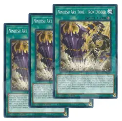 Yugioh Ninjitsu Art Tool Iron Digger x 3 - 1st Edition NM - Plus Free Holo Card - Image 1