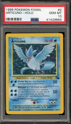 Pokemon Articuno Fossil Unlimited Holo Rare #2 PSA 10 Gem Mint - Image 1