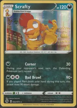 Scrafty 042/073 Champions Path Holo Rare Pokemon Card NM - Image 1