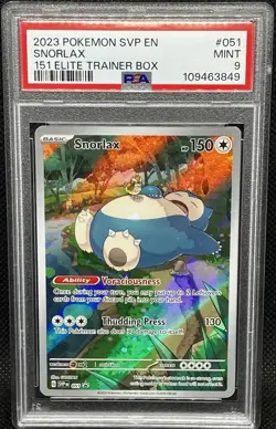 2023 Pokemon TCG Snorlax Scarlet & Violet 151 ETB | Graded PSA 9 | Card No. 051 - Image 1