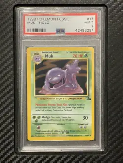 1999 PSA 9 Muk #13 Holo Rare WOTC Pokemon Game Fossil Unlimited - Image 1