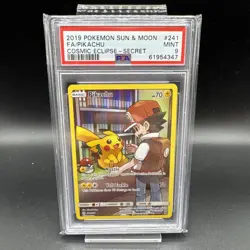 Pokemon TCG Pikachu Holo Secret Rare Card PSA 9 Cosmic Eclipse 241/236 - Image 1
