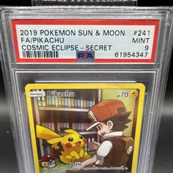 Pokemon TCG Pikachu Holo Secret Rare Card PSA 9 Cosmic Eclipse 241/236 - Image 2