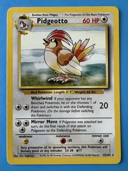 Pokemon Pidgeotto 22/102 WOTC Base Set Unlimited Rare LP Non-Holo - Image 1