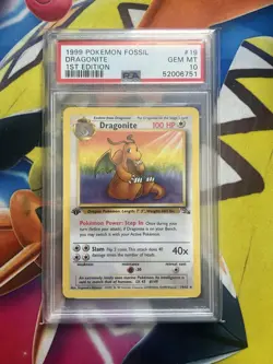 PSA 10 Dragonite 19/62 1st Edition Fossil Non Holo Rare Pokemon Card - Image 1