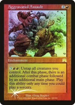 Onslaught MTG FOIL Aggravated Assault Magic - Image 1