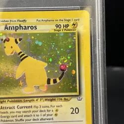 AMPHAROS 1/64 Unlimited Neo Revelation Holo Rare Pokemon Card PSA 7 Swirl (TAIL) - Image 4