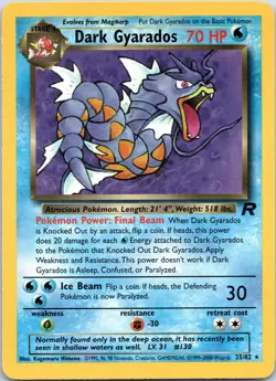Dark Gyarados 25/82 Team Rocket Non Holo Rare Pokemon WOTC - Image 1