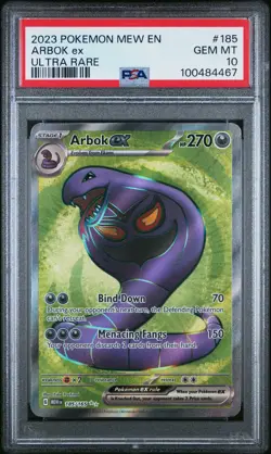 2023 Pokemon Mew En-151 #185 Arbok Ex Ultra Rare PSA 10 - Image 1