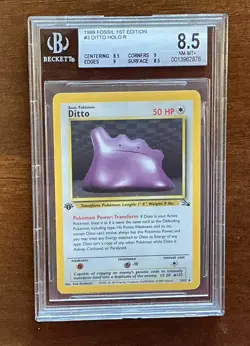 1999 Pokemon Fossil 1st Edition #03 Ditto BGS 8.5 - Image 1
