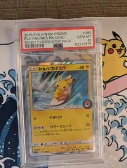 PSA 10 Playing in the Sea Pikachu Japanese Pokemon Center Promo Card 392/SM-P - Image 1