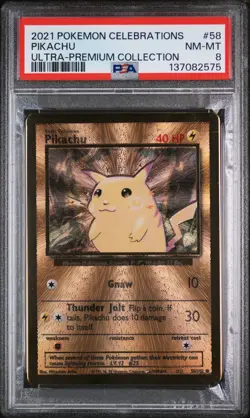 2021 POKEMON CELEBRATIONS ULTRA-PREM COLL #58 PIKACHU PSA 8 - Image 1
