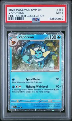 2025 Pokemon SVP EN-SV Black Star Promo Vaporeon PSA 9 #168 - Image 1
