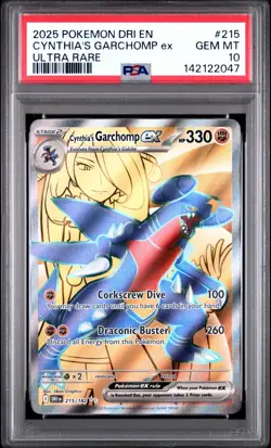 PSA 10 CYNTHIA'S GARCHOMP EX 215/182 ULTRA RARE DESTINED RIVALS POKEMON 😍 - Image 1