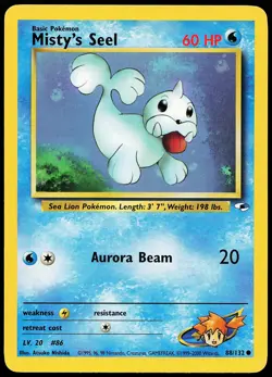 Misty's Seel 88/132 Common Gym Heroes Pokemon Card - Image 1
