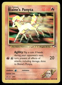 Blaine's Ponyta 63/132 Gym Heroes Pokemon TCG trading card - Image 1