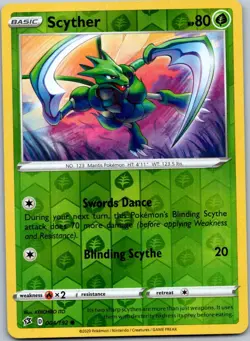 Pokemon Scyther Common SWSH02: Rebel Clash 004/192 NM Reverse Holo - Image 1