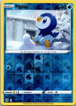 Pokemon Piplup Common SWSH09: Brilliant Stars 035/172 NM Reverse Holo - Image 1