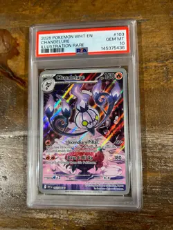POKEMON 2025 White Flare Illustration Rare CHANDELURE #103 PSA 10 Gem Mint RARE - Image 1