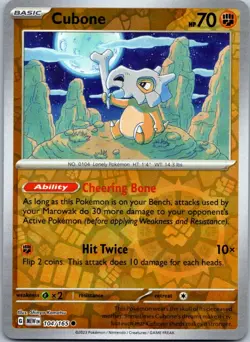 Pokemon Cubone Common SV: Scarlet & Violet 151 104/165 NMReverse Holo - Image 1