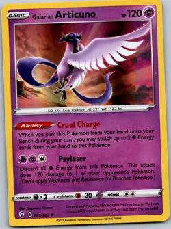 Pokemon Galarian Articuno Holo Rare SWSH07: Evolving Skies 063/203 NM - Image 1