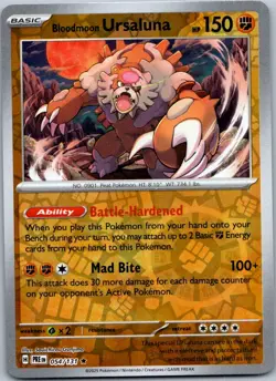 Pokemon Bloodmoon Ursaluna Rare SV: Prismatic Evolutions 054/131 NM Reverse holo - Image 1