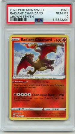 Radiant Charizard Pokemon 020/159 Crown Zenith Holo PSA 10 - Image 1