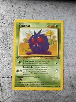 Pokemon 1st Edition Venonat Common Jungle 63/64 LP - Image 1