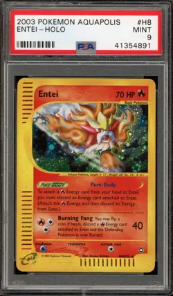 Pokemon Entei Aquapolis Holo Rare #H8 PSA 9 Mint - Image 1