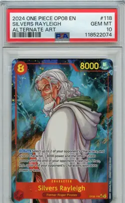 2024 One Piece CCG Silvers Rayleigh OP08-118 Alternate Art PSA 10 GEM MINT 💎 - Image 1