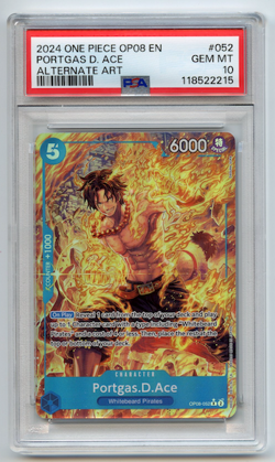 Portgas D Ace Alt Art OP08-052 English One Piece PSA 10 - Image 1