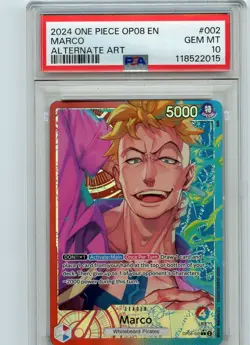 2024 One Piece OP08 Alternate Art Marco #002 PSA 10 GEM MINT - Image 1