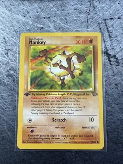 Pokemon Card - Jungle 55/64 - MANKEY (common) **1st Edition** - NM - Image 1