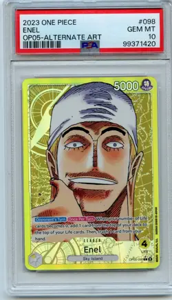 Enel PSA 10 Gem Mint Alternate Art Leader One Piece Card Game English OP05-098 - Image 1