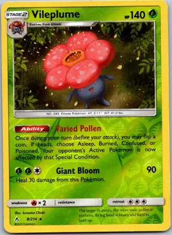 Pokemon Vileplume Holo Rare SM - Unbroken Bonds 8/214 NM Reverse Holo - Image 1