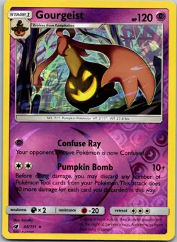 Pokemon Gourgeist Rare SM - Crimson Invasion 45/111 NM Reverse Holo - Image 1