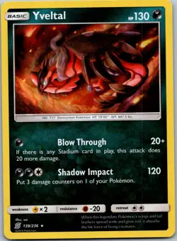 Pokemon Yveltal Holo Rare SM - Unified Minds 139/236 NM - Image 1