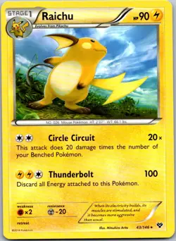 Pokemon Raichu Rare XY Base Set 43/146 NM - Image 1