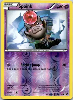 Pokemon Spoink Common XY - Fates Collide 30/124 NM Reverse Holo - Image 1