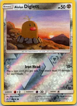 Pokemon Alolan Diglett Common SM - Ultra Prism 78/156 NM Reverse Holo - Image 1